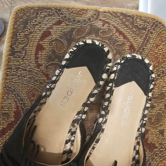 J. Slides Black Ruby Suede Espadrille Sandal Slides Size 8 - Picture 7 of 9